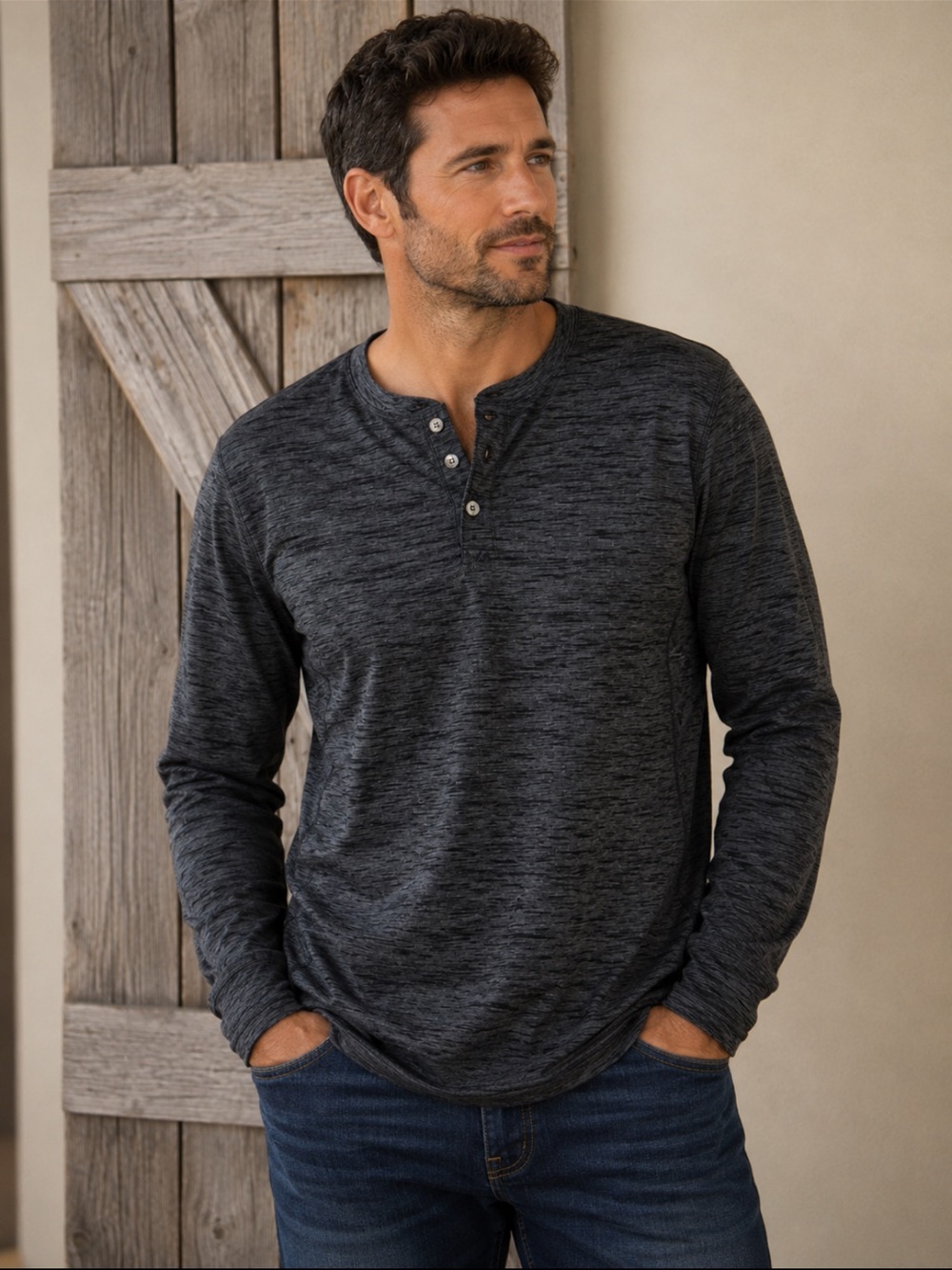 Charcoal Long Sleeve Henley